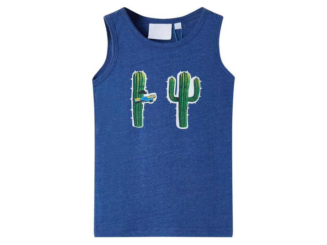 T-shirt De Manga Cava Criança Azul-escuro Mesclado 116