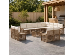 Vidaxl Conjunto De Sofá De Jardim 13 Unid. Bege E Branco Creme Vime Pe