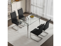 Conjunto de 4 cadeiras modernas BTFORUS para sala de estar com estofamento de alta qualidade em PU e linóleo.
