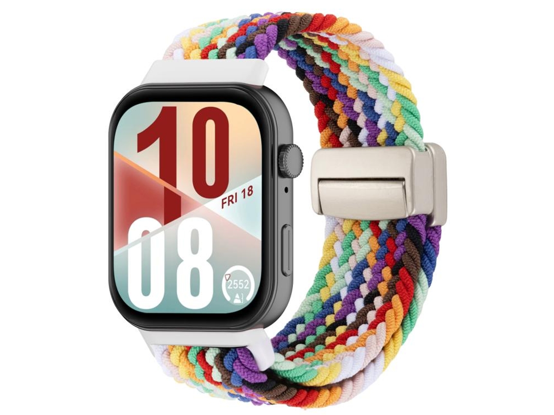 Bracelete Para Huawei Watch Fit 4 / Fit 4 Pro / Fit 3 - Trançado - Fivela Magnética Arco-íris