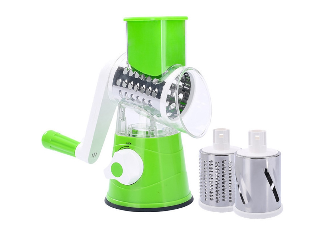 Ralador Rotativo de Queijo Fatiador de Legumes para Cozinha Mandolina Fatiador Giratório Fácil de Limpar -Verde