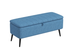 Banco de Armazenamento, Bolsa, Banquinho Estofado. 102x40x44 Cm. Azul Escuro Ge