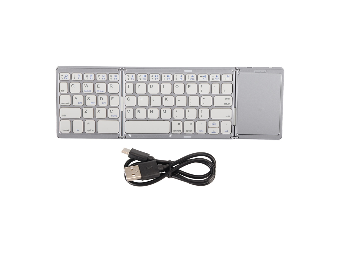 Aetheria teclado Sem Fio Dobrável 3 Folds com Touchpad para Tablet Smartphone B089t Prata Branco