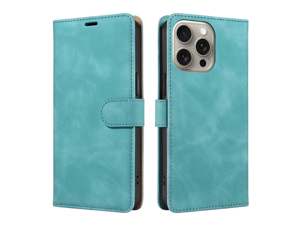 Capa Flip Antirroubo Em Couro Verde-mar Para Iphone 17 Pro.