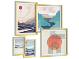Conjunto De Pinturas Paisagens Abstratas De Montanha Espelharte (5 Peças)