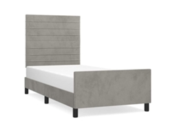 Conjunto 1 Estrutura De Cama Com Cabeceira Vidaxl Cinzeto Veludo (203 X 103 X 128 Cm)