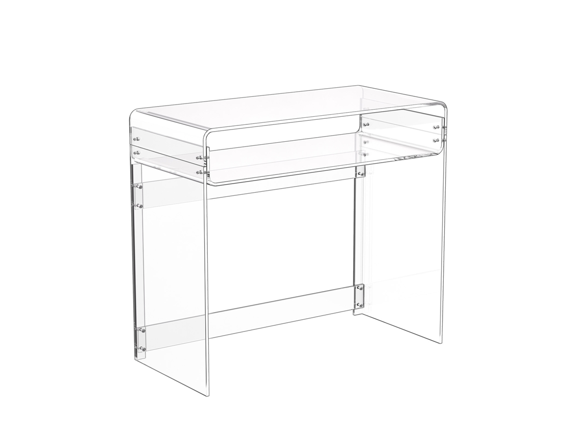 Mesa Lateral Em Acrílico Succebuy Com Duas Prateleiras E Estante, 40 X 85 X 75 Cm, Transparente