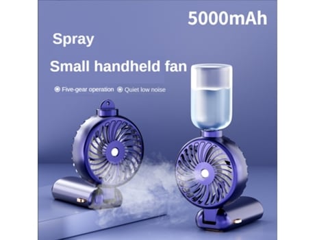Ventoinha de Mão Portátil com Spray Dobrável Usb Recarregável 5000Mah BDL23 Roxo