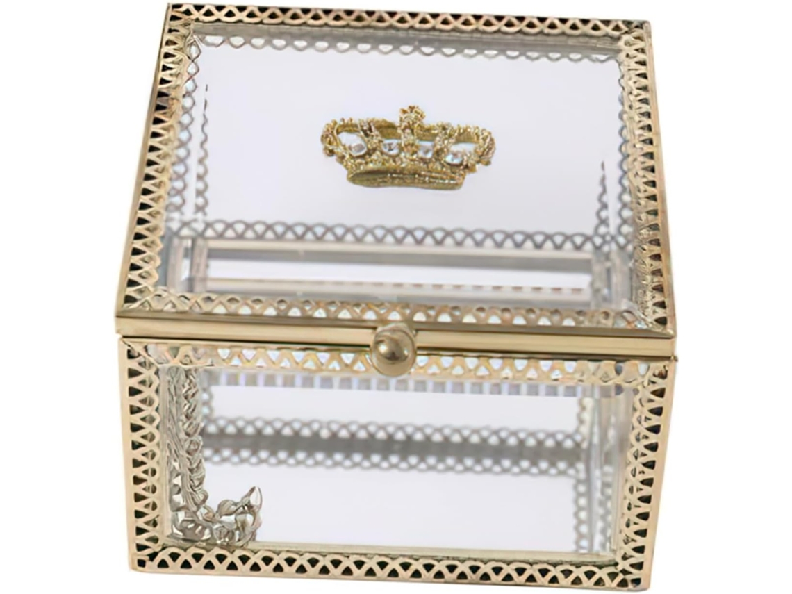 Caixa De Joias Quadrada Em Vidro Transparente, 9x9x6 Cm, Ideal Para Guardar Colares E Anéis.