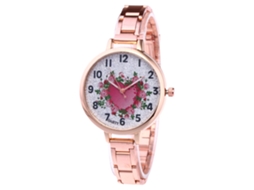 Relógio de quartzo unissex Zhoulianfa com pulseira de aço e mostrador casual em tom ouro rosa.