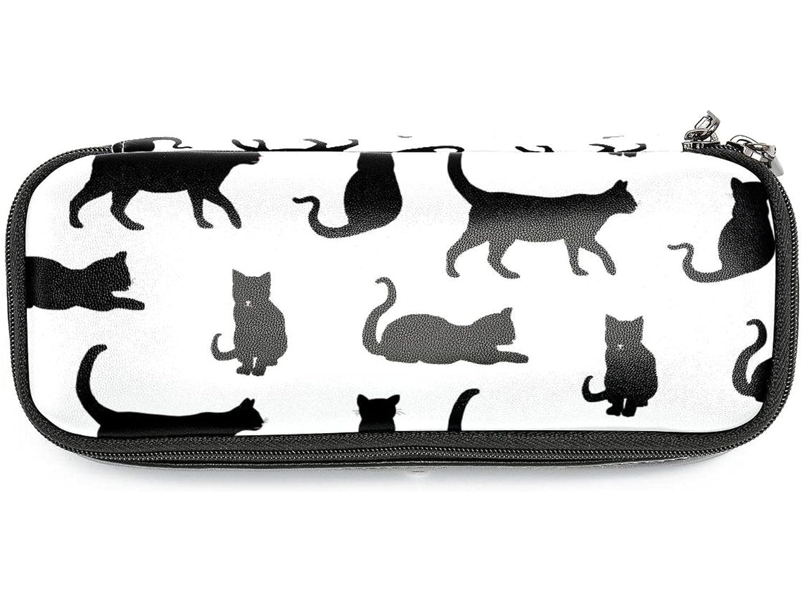 Estojo Grande Com Estampa De Gato Preto, Ideal Escola, Escritório, Adultos, Meninas E Meninos