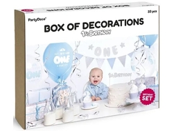 Conjunto de Decorações para Festa de Aniversário de 1 Ano Azul e Prata PRICENET