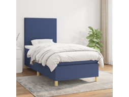 Cama Com Molas/colchão 90x190 Cm Tecido Azul