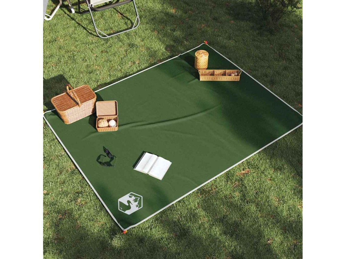 Vidaxl Toalha De Piquenique Com Estacas 205x155 Cm Verde
