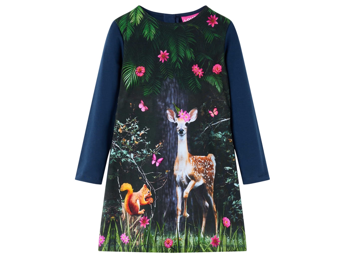 Vestido De Manga Comprida Para Criança Azul-marinho 104