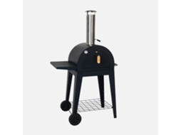 Forno De Pizza De Exterior A Carvão Com Prateleira De Apoio, Preto