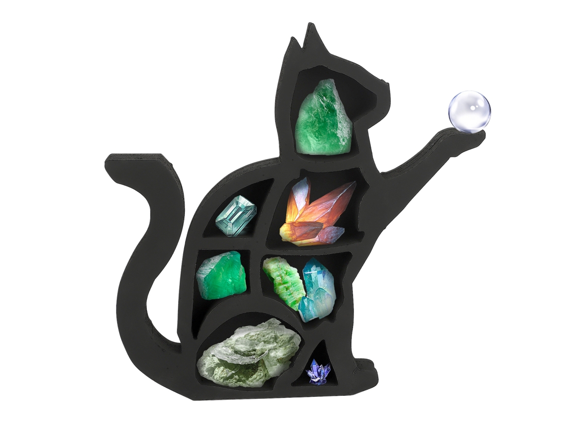 Laxiscreed Cat In The Moon Crystal De Madeira Para Decoração Elegante