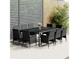 Vidaxl 11 Pcs Conjunto De Jantar Para Jardim Vime Pe Cinzento