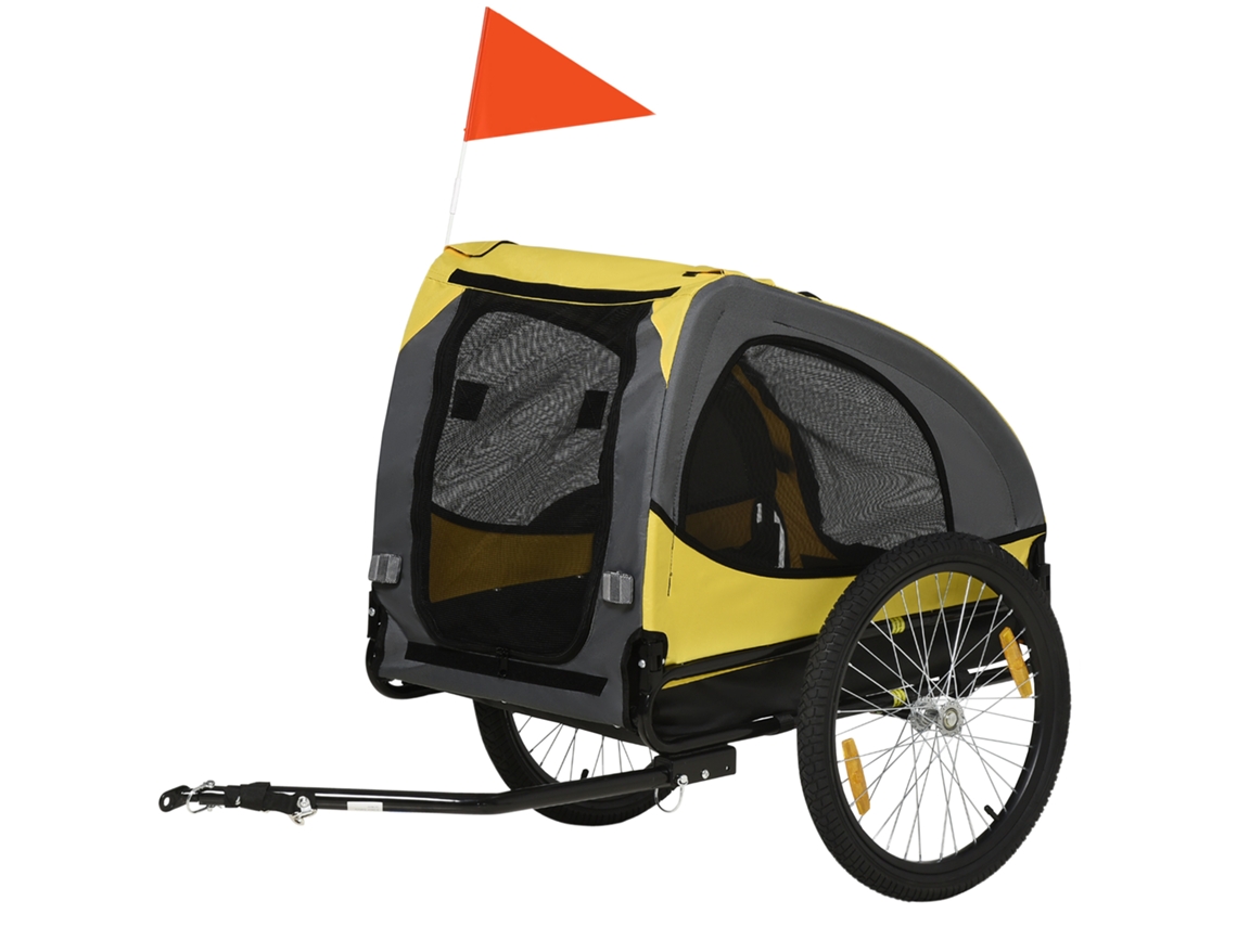 Trailer Dog , Amarelo, 140x71x83 Cm (janela Reta, Tampa Enrolável, Acoplamento Universal, Aço)
