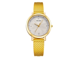 Relógio Analógico Feminino Fashion de Pulseira Redonda Ouro com Display Analógico