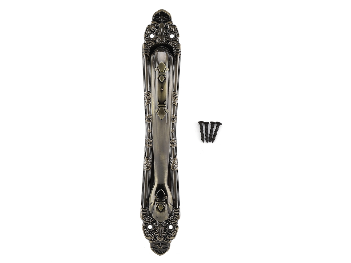 Puxador de porta de armário em cobre antigo estilo europeu (acabamento em bronze antigo, especificação de 250 mm)