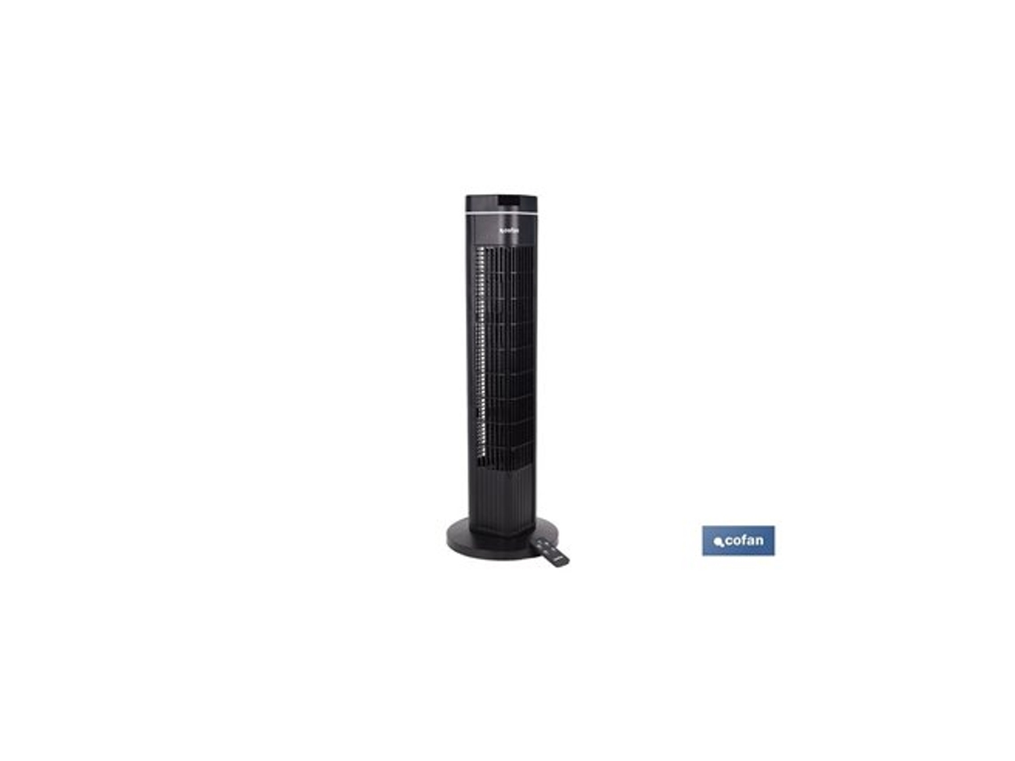 Ventilador Torre Silenciosa Com Controle Remoto Ip20 Ø24,5x73cm Cor Preta Cofan (50w 230v)