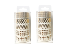 Fita Adesiva Washi, 10 Rolos, De Fita Washi, Estampa Cobre, Colorida, Metalizada