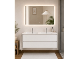 Móvel De Casa De Banho Com Lavatório Origenbath Ibiza Sem Espelho 120x45 Cm 2 Cubas Branco Nórdico