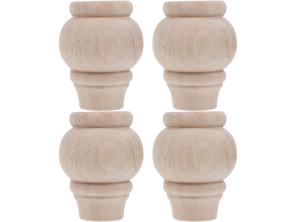 Conjunto De 4 Pés De Madeira Para Móveis, Substituição, Cor Cáqui