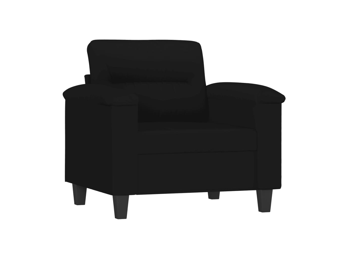 4 Pcs Conj. Sofás C/ Almofadões Tecido de Microfibra Preto SYFAX