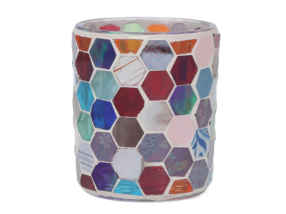 Vidro Moderno Europeu Castiçal Mosaico Hexagonal Colorido Castiçal Casa Vela D BRILVIBERA