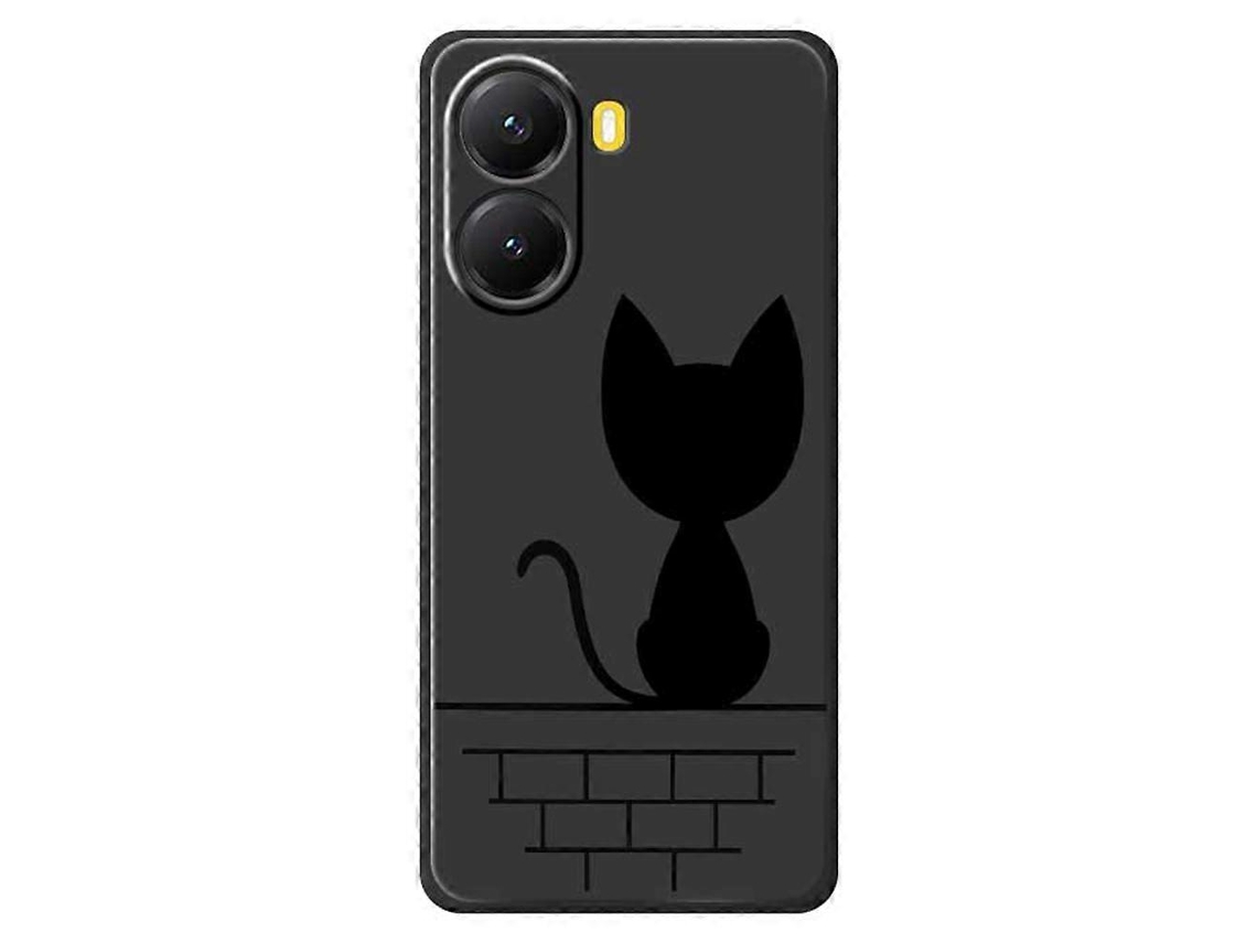 Capa Tkdaddy Para Xiaomi Redmi Turbo 4 5g / Poco X7 Pro 5g, Preta, Com Estampa De Gato Na Parede, Borda Reta, Tpu, Capa Traseira, Preta