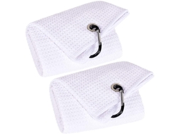 2 Toalhas De Golfe Triplices 16x24, Microfibra Premium Com Gancho Carabiner Branco (laranja)