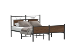 Vidaxl Estrutura Cama S/ Colchão Derivados Madeira Carvalho Castanho