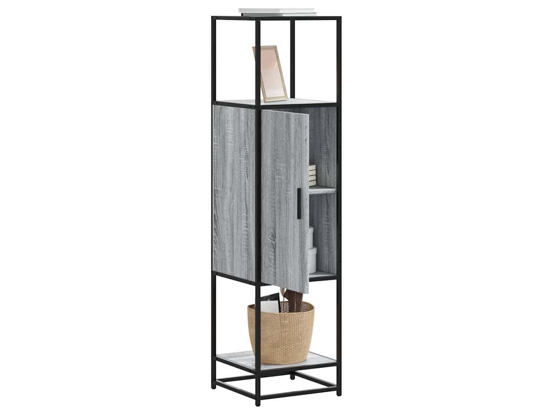 Vidaxl Armário Alto 35,5x35x139 Cm Madeira E Metal Cinza Sonoma