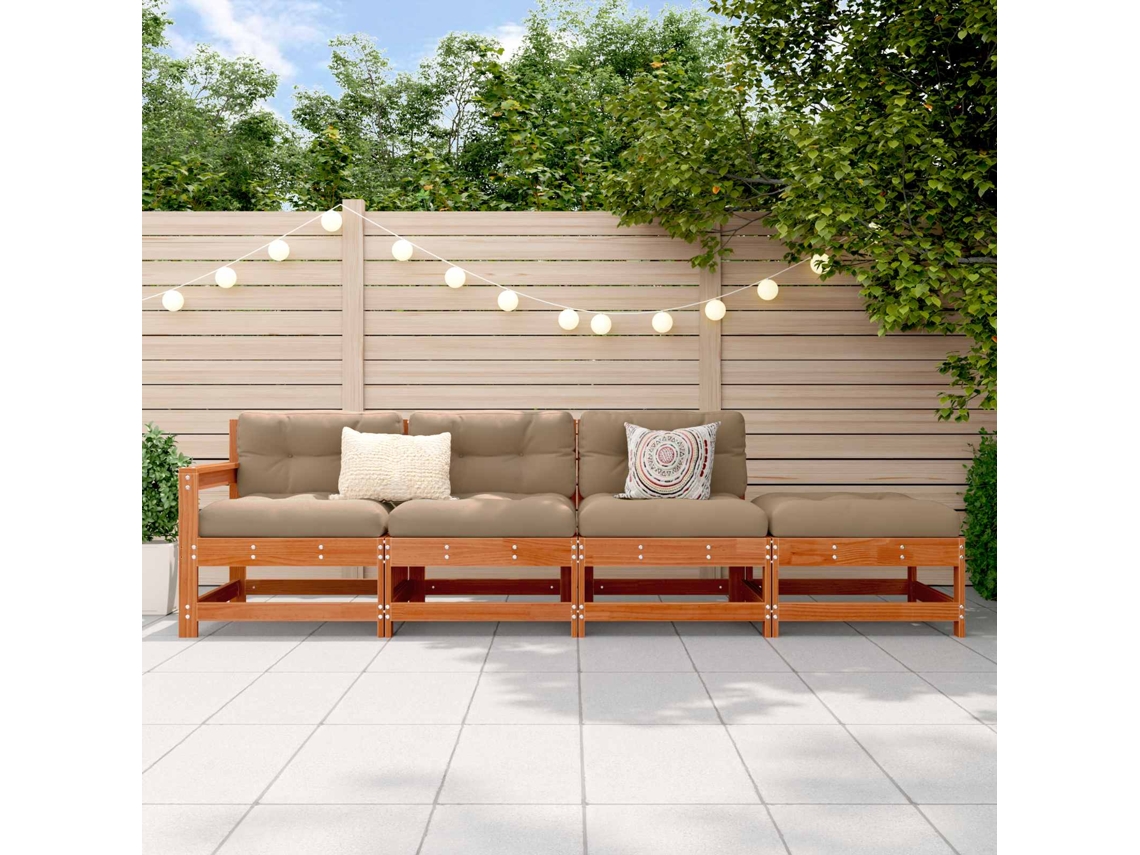 Vidaxl Unidades De Sofá Seccional Castanho Cera 252 X 62 X 70,5 Cm