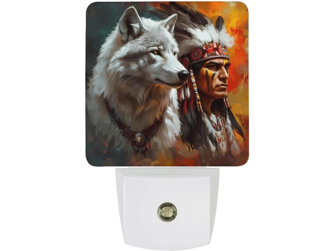 Lobo E Índios Luz Noturna Led Com Sensor Crepuscular