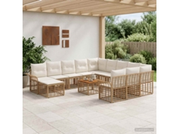 Vidaxl Conjunto De Sofá De Jardim 13 Unid. Natural E Branco Creme