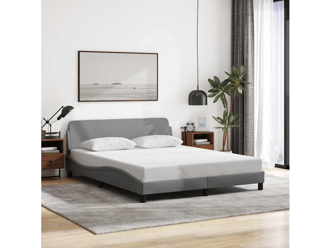Vidaxl Estrutura De Cama Dover 152x203 Cm Tecido Cinzento-claro