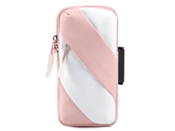 Bolsa Universal Com Alça Em Tecido Oxford - Rosa/branco