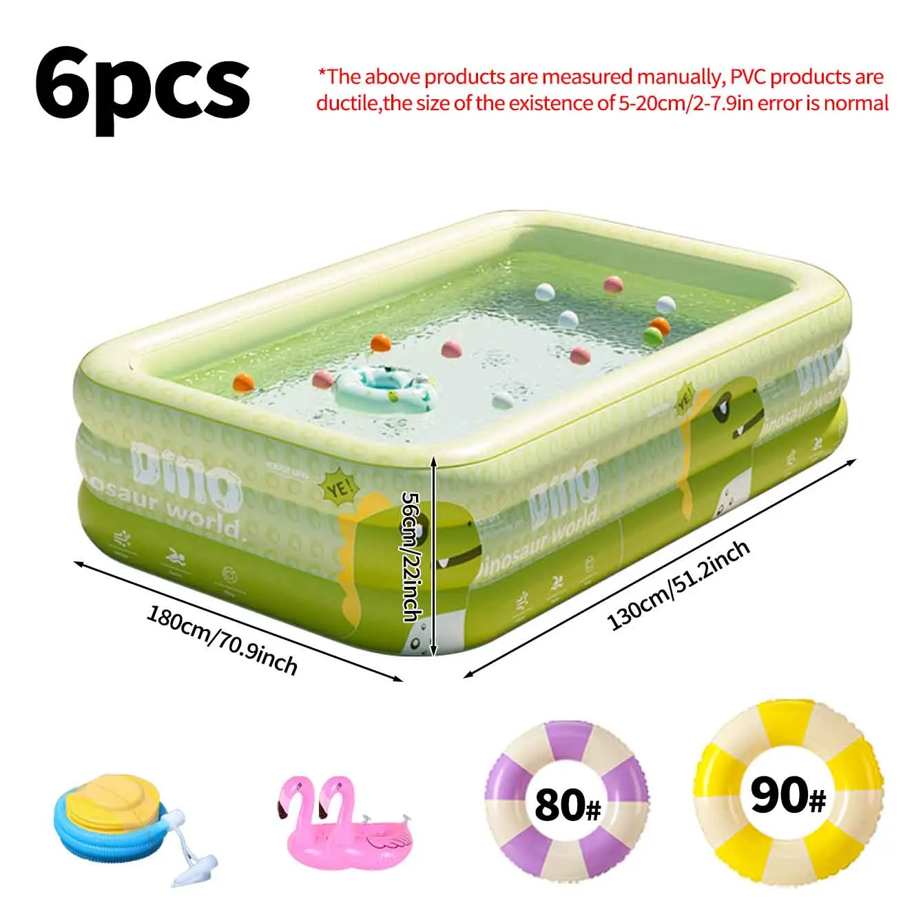Conjunto De Piscina Inflável (1,8 M), Material De Pvc Espesso Retangular.