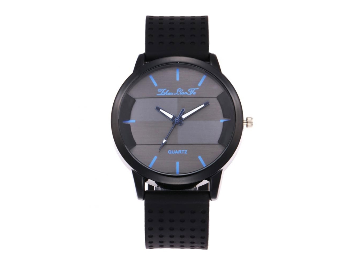 Relógio de pulso redondo com pulseira de silicone e ponteiros coloridos (azul)