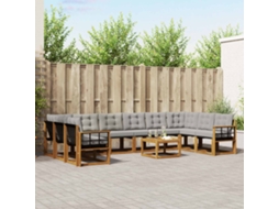 Vidaxl Conjunto De Sofás Para Exterior 11 Unid. Cinza Natural E Claro