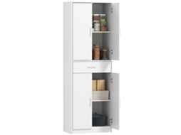 Armário De Cozinha Compacto Com 3 Níveis De Prateleiras Ajustáveis, Mdf E Aglomerado, Branco