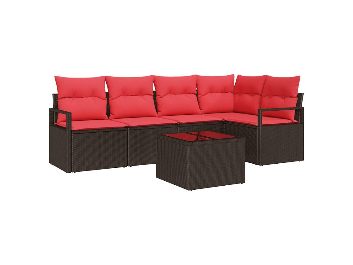 Vidaxl Conjunto De Sofás 6 Unid. Castanho Vime Pe