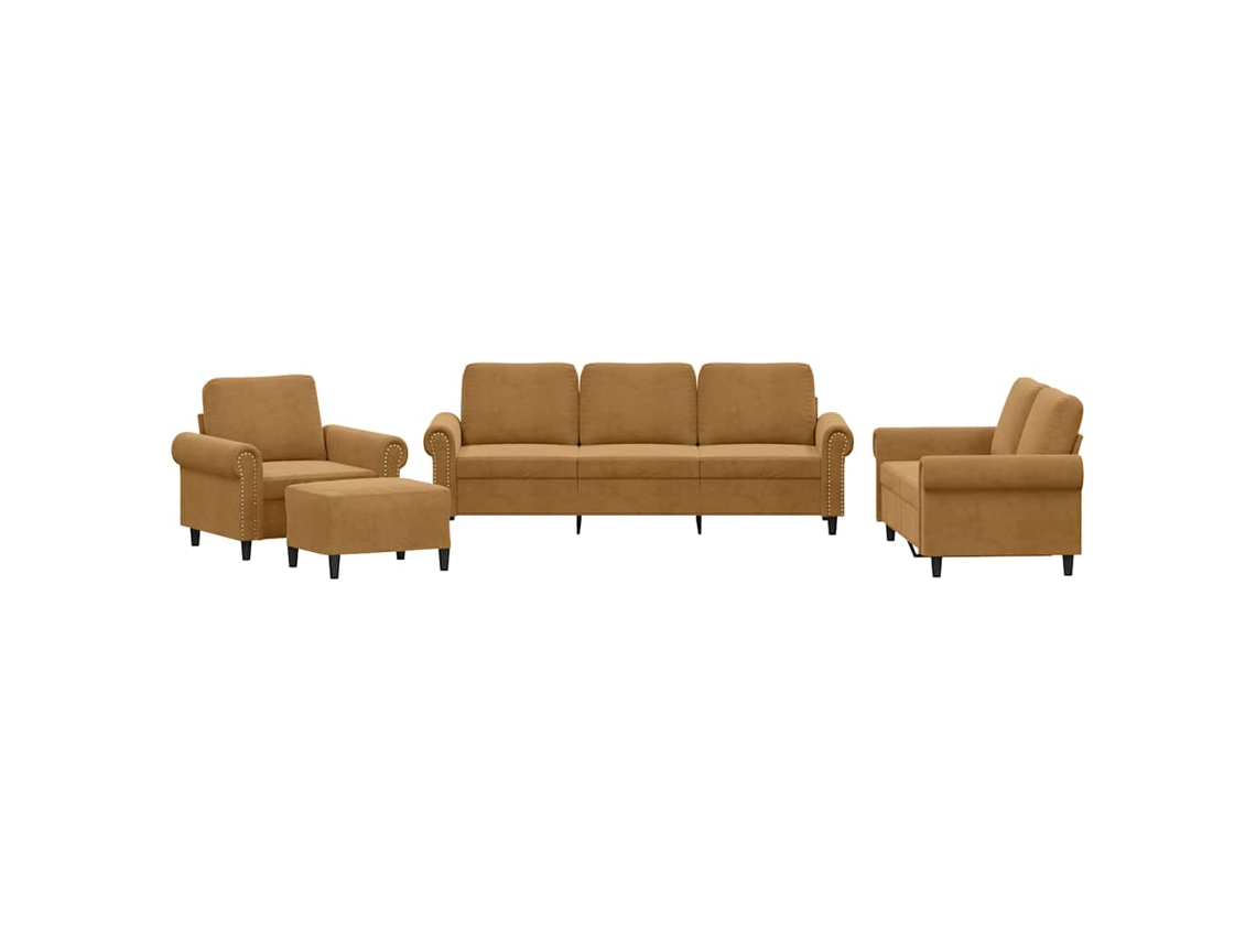 Conjunto de 4 Sofás com Almofadões Veludo CASTANHO MAISON EXCLUSIVE