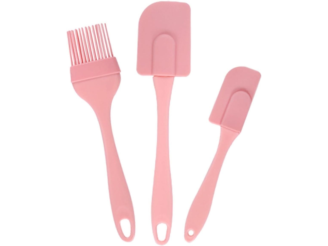 Espátulas de silicone removíveis de 3 peças com pincel - Rosa