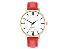 Relógio de Pulseira Casal Analógico de Quartzo com Pulseira de Couro Pu Vermelho