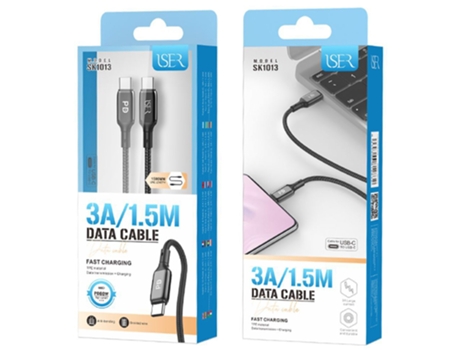 Cabo De Dados Pd Usb-C Para Type-C Iser Sk1013 1.5M (Preto)