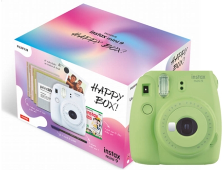 Kit Máquina Fotográfica Instantânea FUJIFILM Instax Mini 9 Happy Box (Lime Green - Obturação: 1/60 s - 2 x AA)